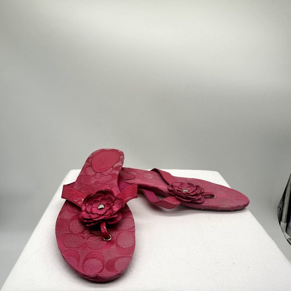 COACH Samira Pink Flower Sandals Women's 10